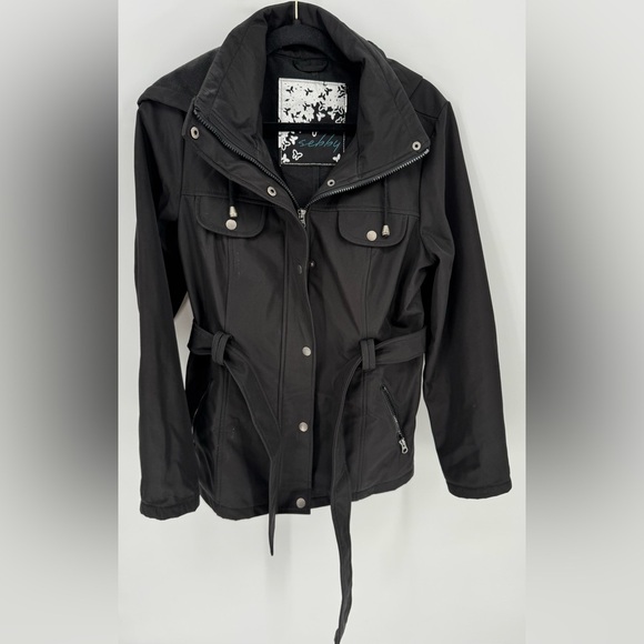 Sebby Belted Women's Zip/Button Hooded Utility Jacket - Picture 1 of 12